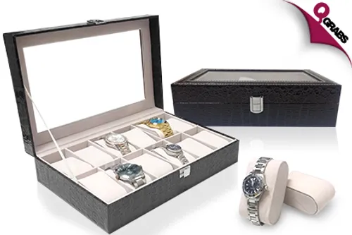 From QR69 Keep your Watches & Jewelry Neatly Lined Up with a 6, 8 or 12-Piece Watch Organizer! (Up to QR598 Value)